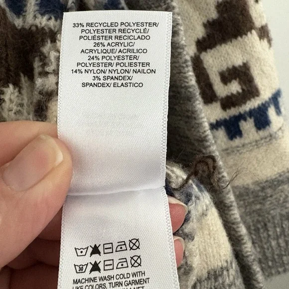 Lucky Brand Women's Boho Southwestern Aztec Shawl Collar Knit Cardigan SzXL - Picture 8 of 10